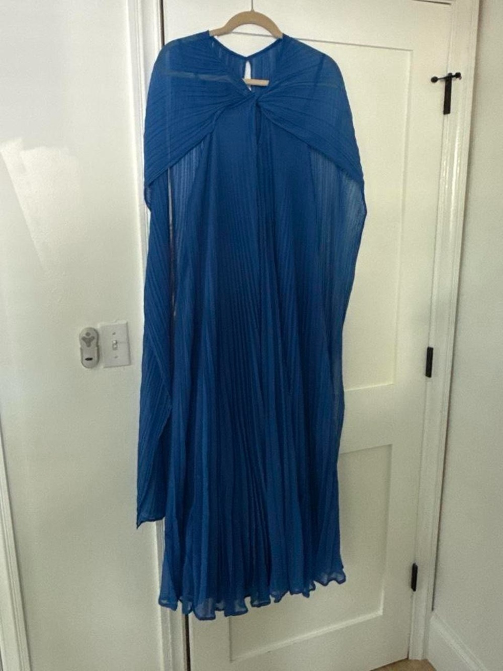 River Island Royal Blue Pleated Cape Maxi Dress - Picture 3 of 4
